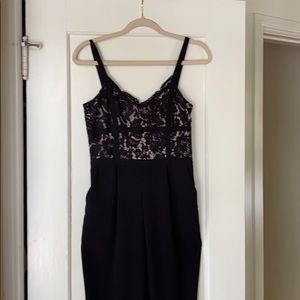 Sexy Spotlight by Warehouse lacy black jumpsuit.